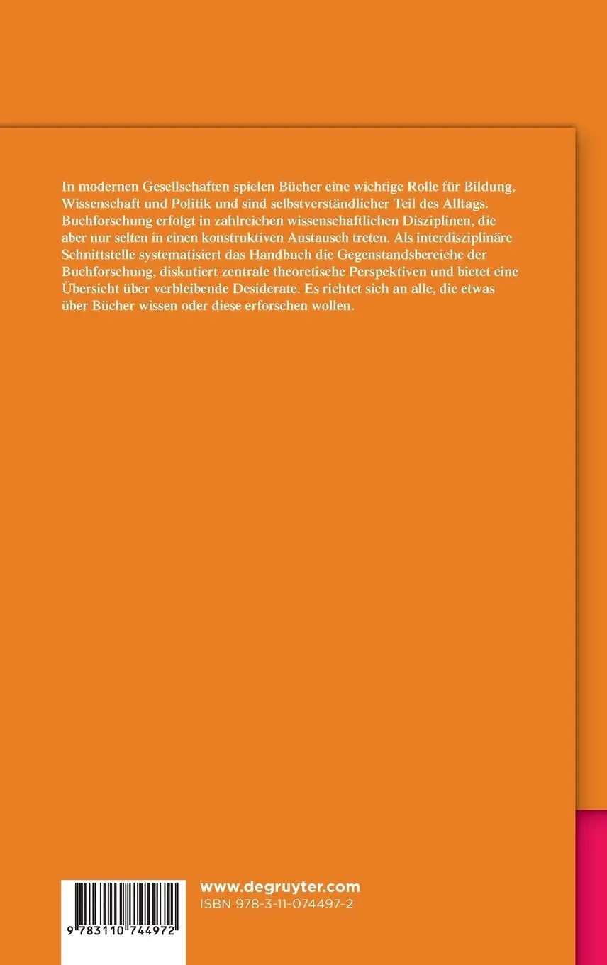 Rückseite: 9783110744972 | Theoretische Perspektiven und Gegenstände der Buchforschung | Buch | X