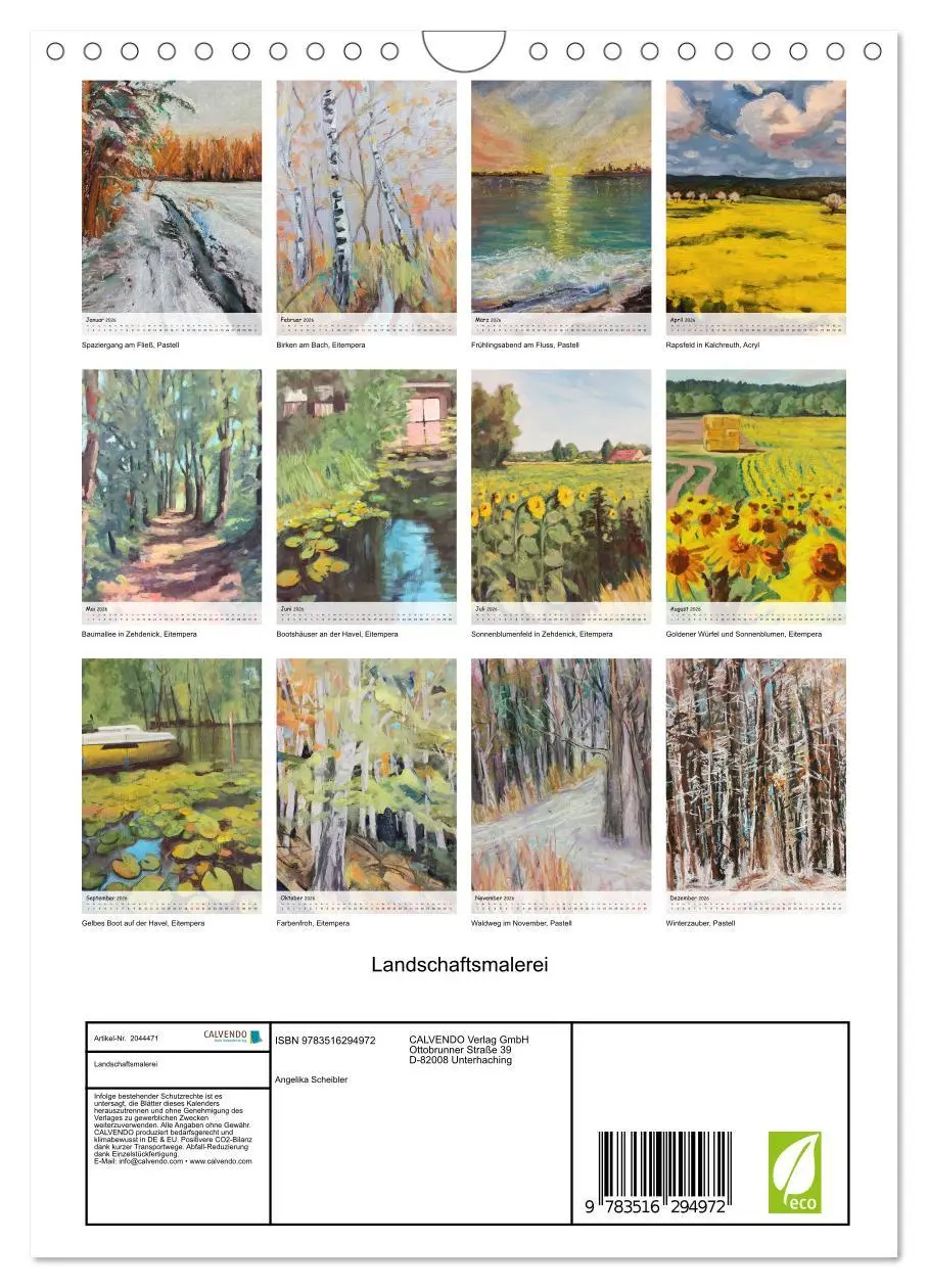 Bild: 9783516294972 | Landschaftsmalerei (Wandkalender 2026 DIN A4 hoch), CALVENDO...