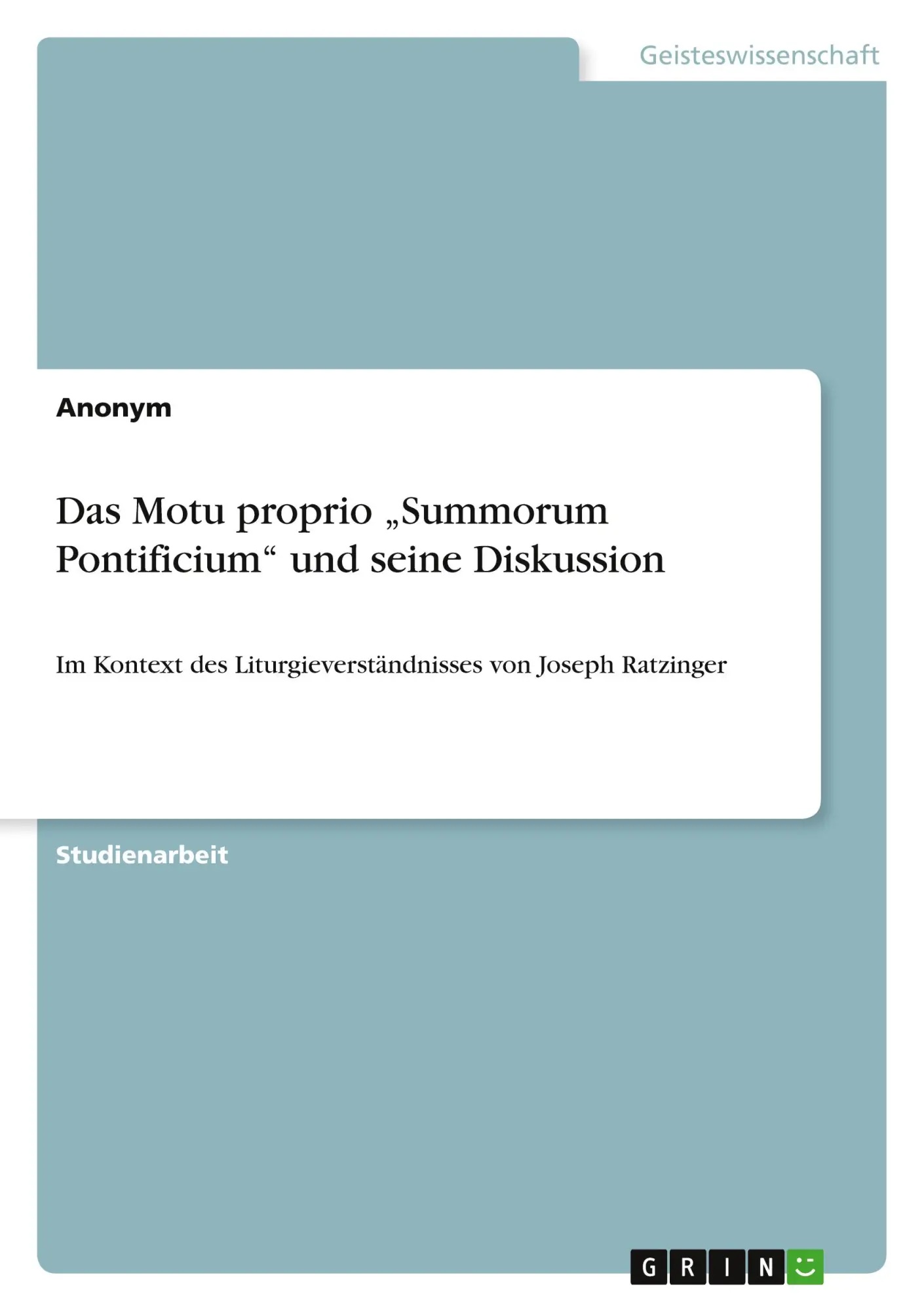 Cover: 9783640385072 | Das Motu proprio "Summorum Pontificium" und seine Diskussion | Buch