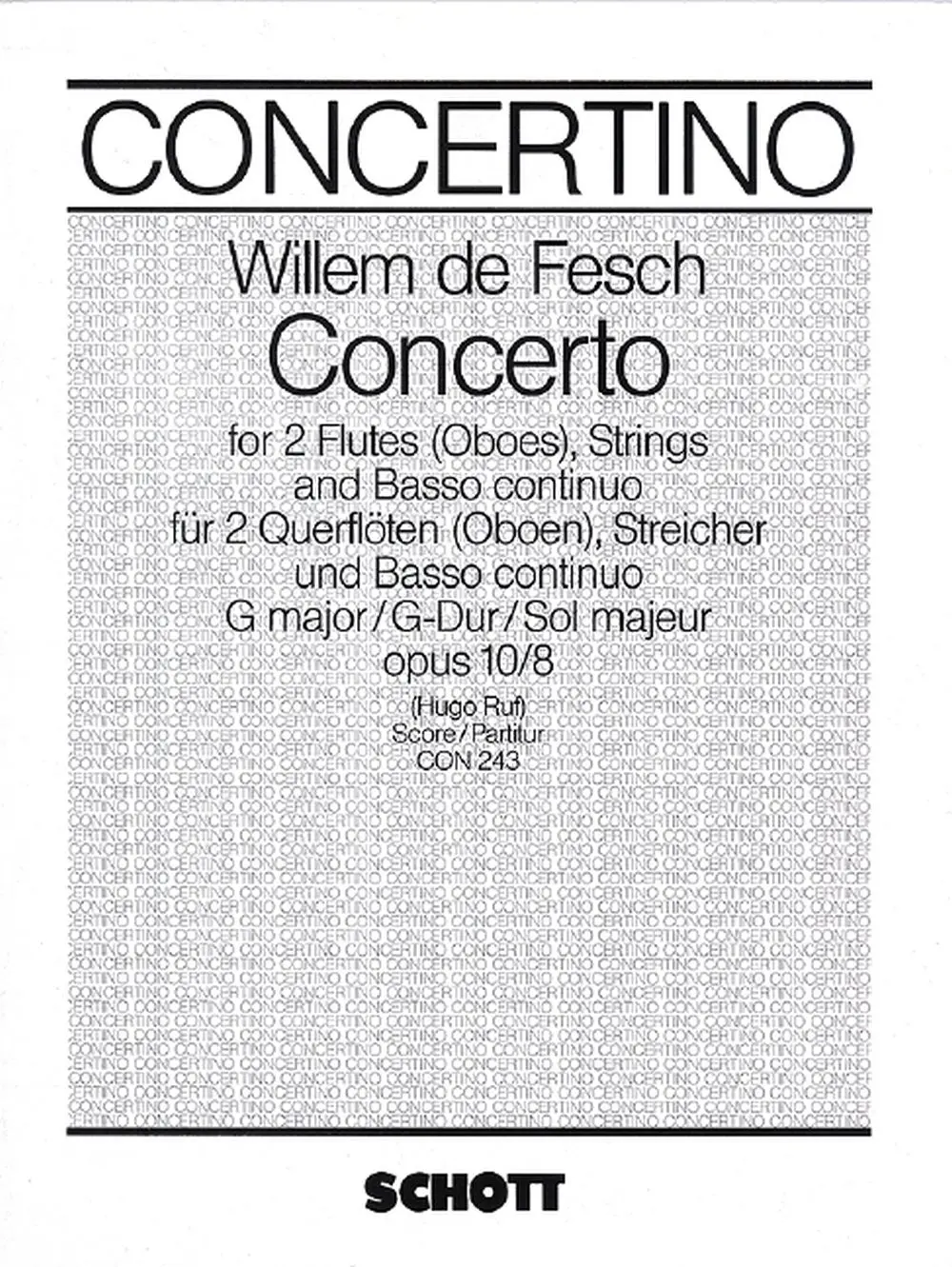 Cover: 9790001025072 | Concerto G major op. 10/8 | Willem de Fesch | Partitur | 1990