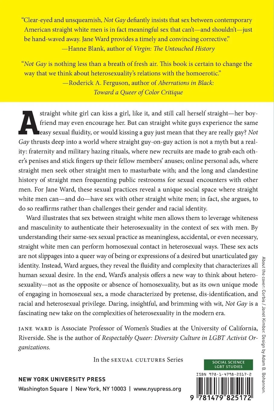 Rückseite: 9781479825172 | Not Gay | Sex Between Straight White Men | Jane Ward | Taschenbuch