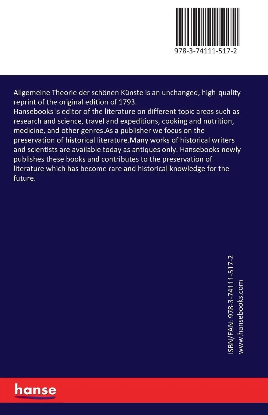 Rückseite: 9783741115172 | Allgemeine Theorie der schönen Künste | Johann Georg Sulzer | Buch