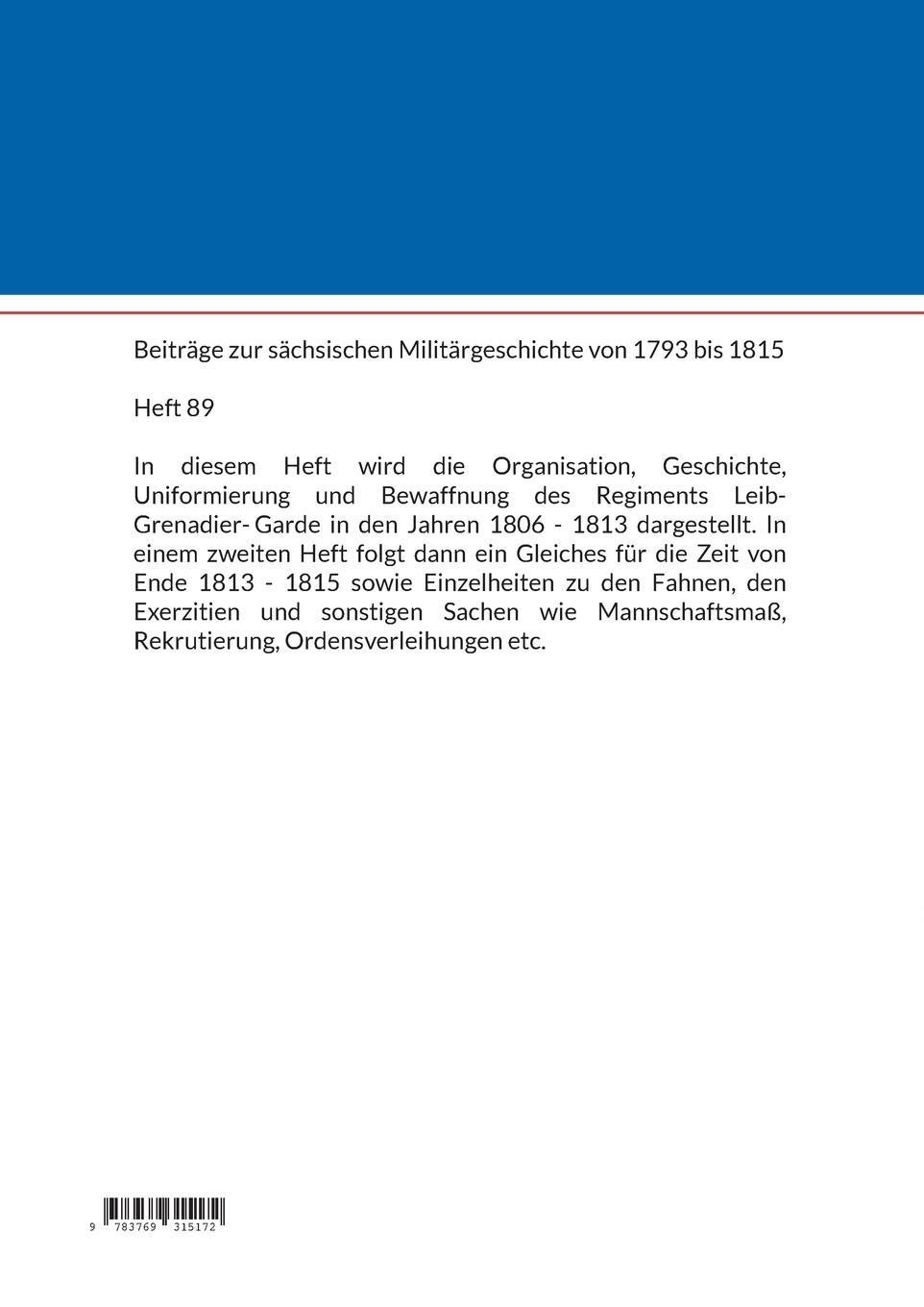 Rückseite: 9783769315172 | Die kurfürstlich und königlich sächsische Infanterie (III) | Titze