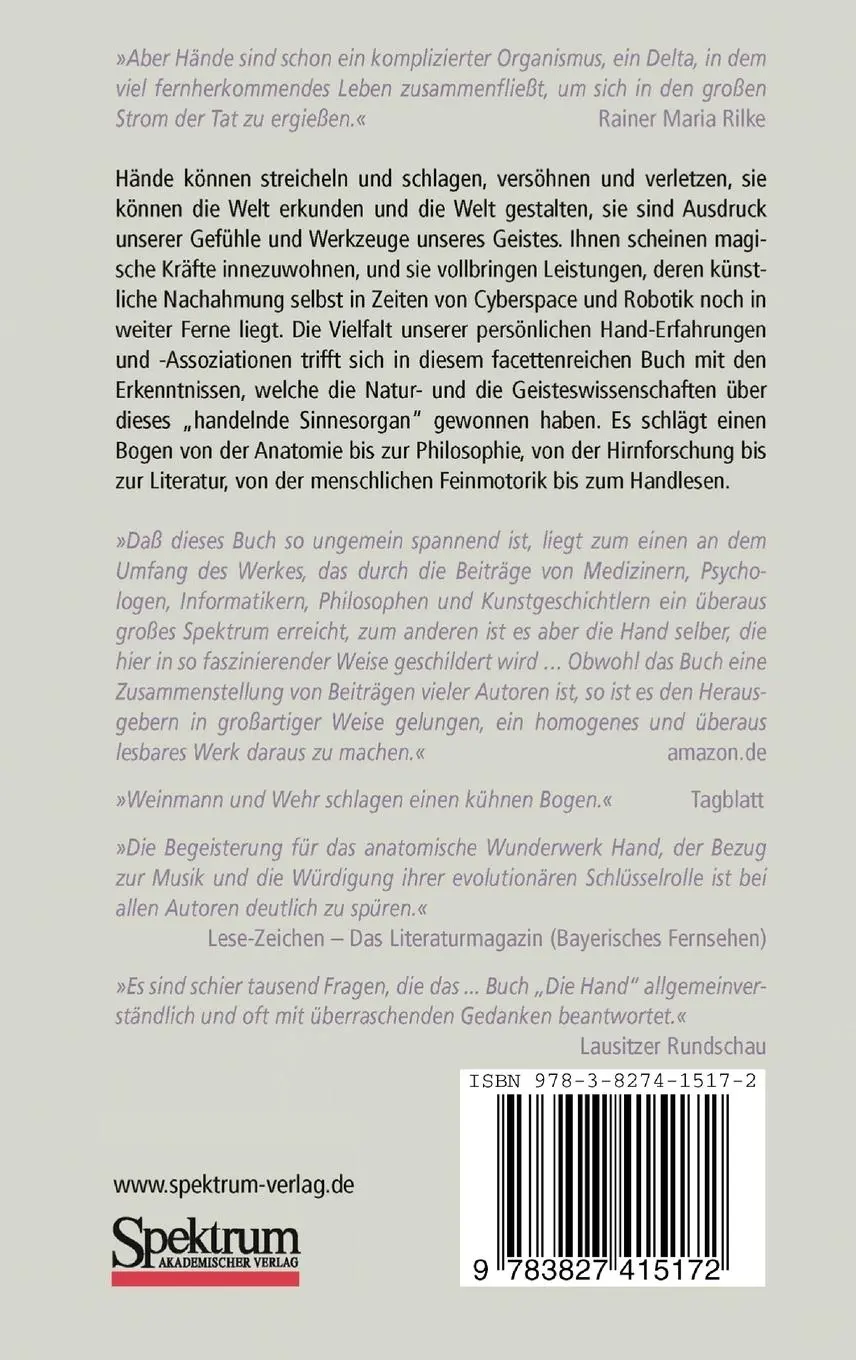 Rückseite: 9783827415172 | Die Hand - Werkzeug des Geistes | Martin Weinmann (u. a.) | Buch | IV