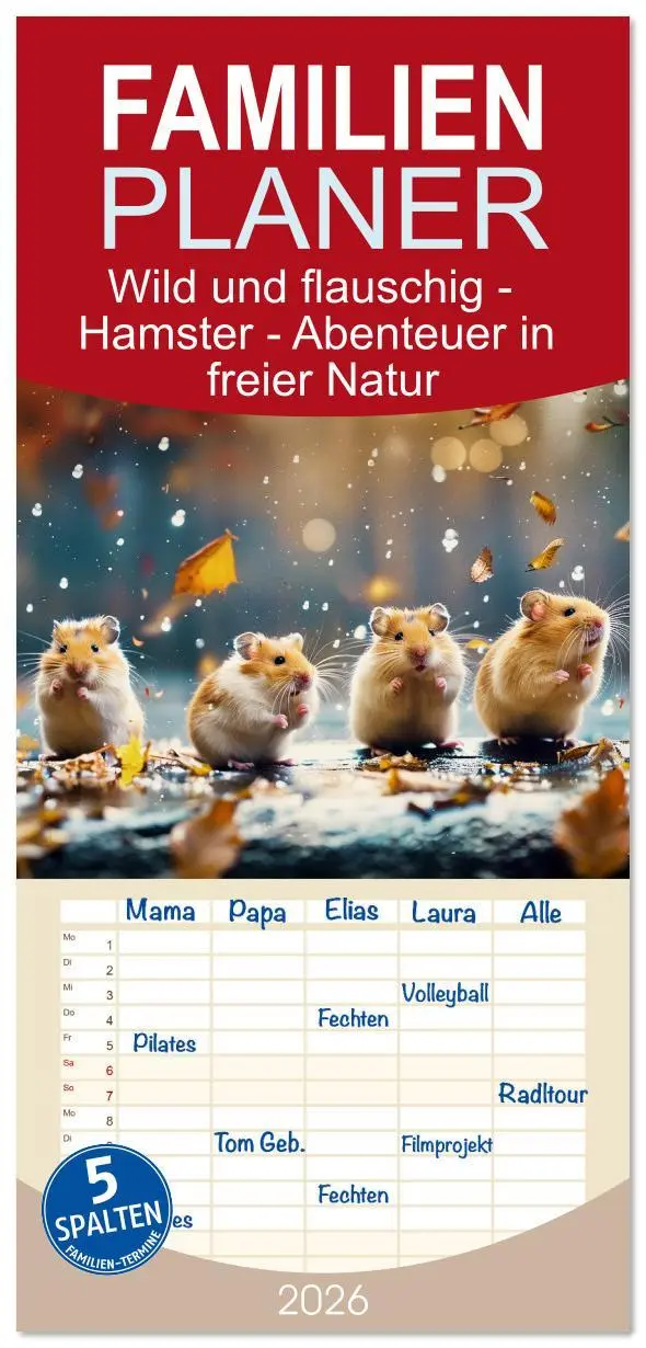 Cover: 9783516615272 | Familienplaner 2026 - Wild und flauschig - Hamster - Abenteuer in...