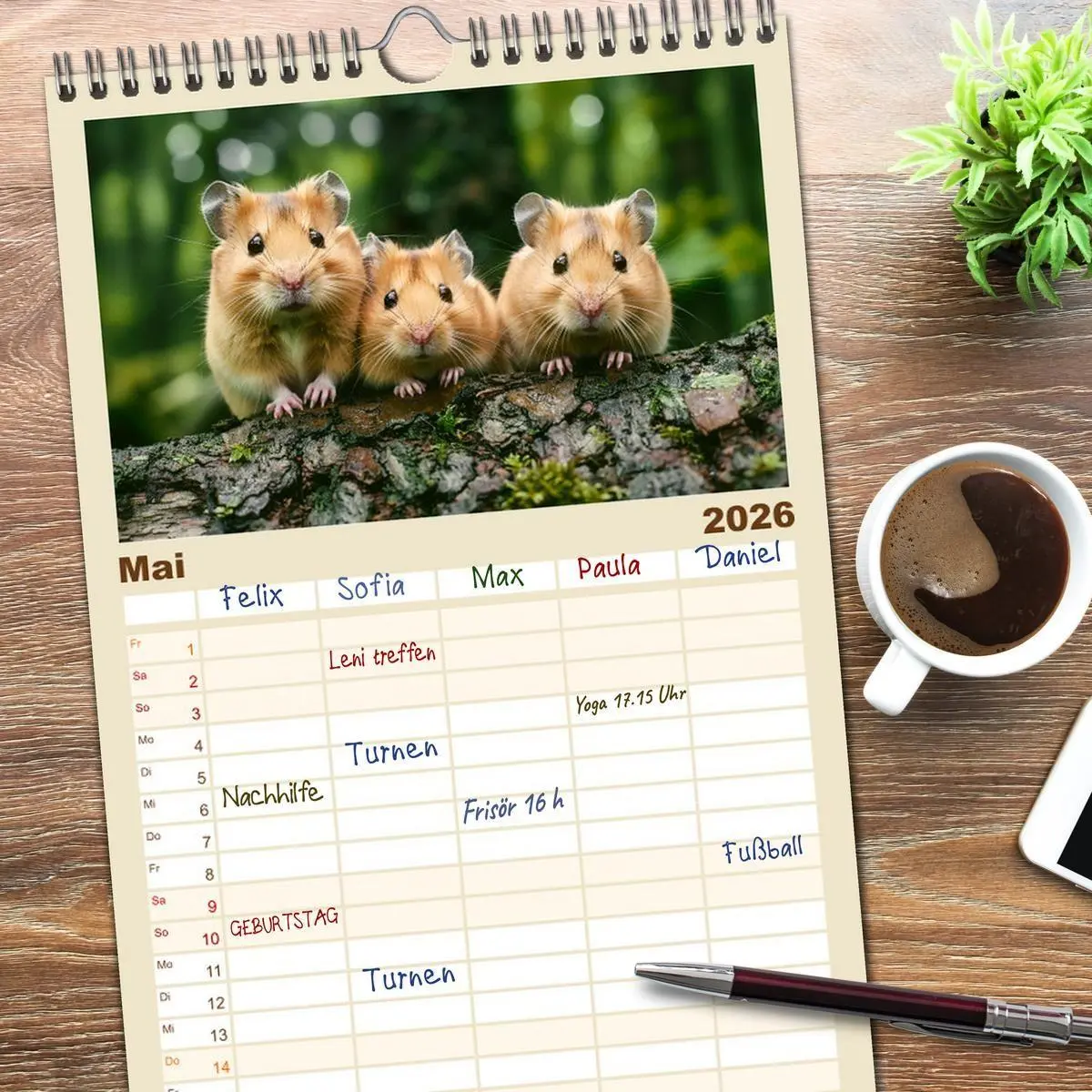 Bild: 9783516615272 | Familienplaner 2026 - Wild und flauschig - Hamster - Abenteuer in...