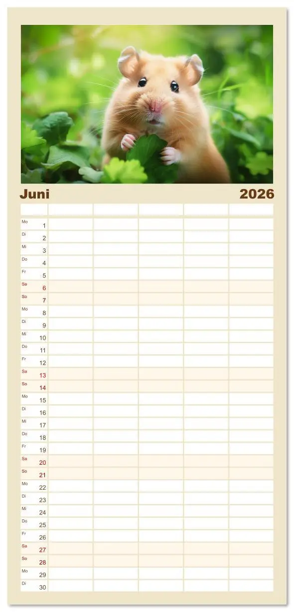 Bild: 9783516615272 | Familienplaner 2026 - Wild und flauschig - Hamster - Abenteuer in...