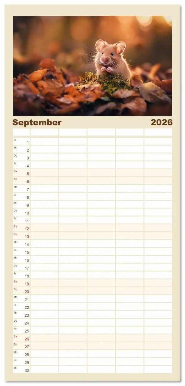 Bild: 9783516615272 | Familienplaner 2026 - Wild und flauschig - Hamster - Abenteuer in...