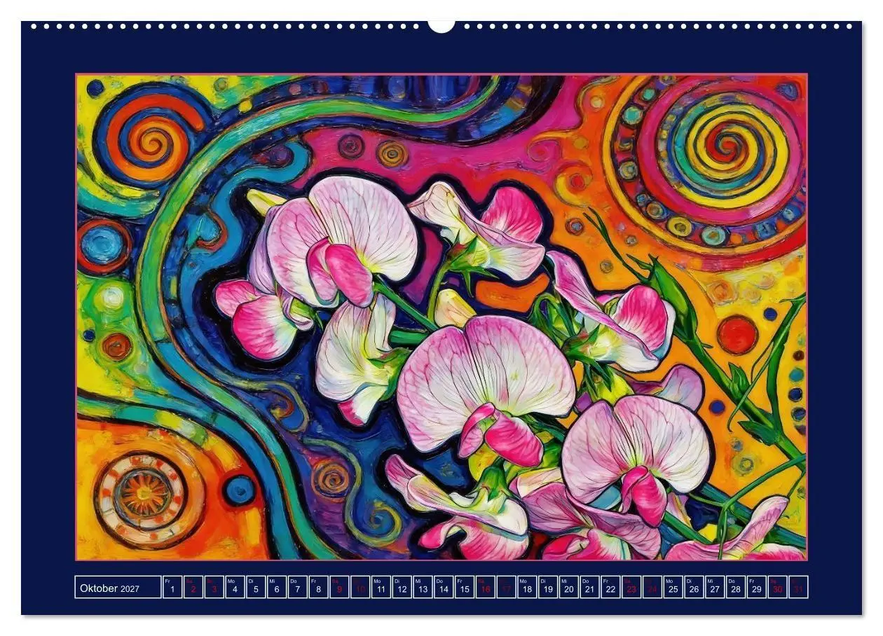 Bild: 9783516785272 | Blüten im verspielten Jugendstil (hochwertiger Premium Wandkalender...