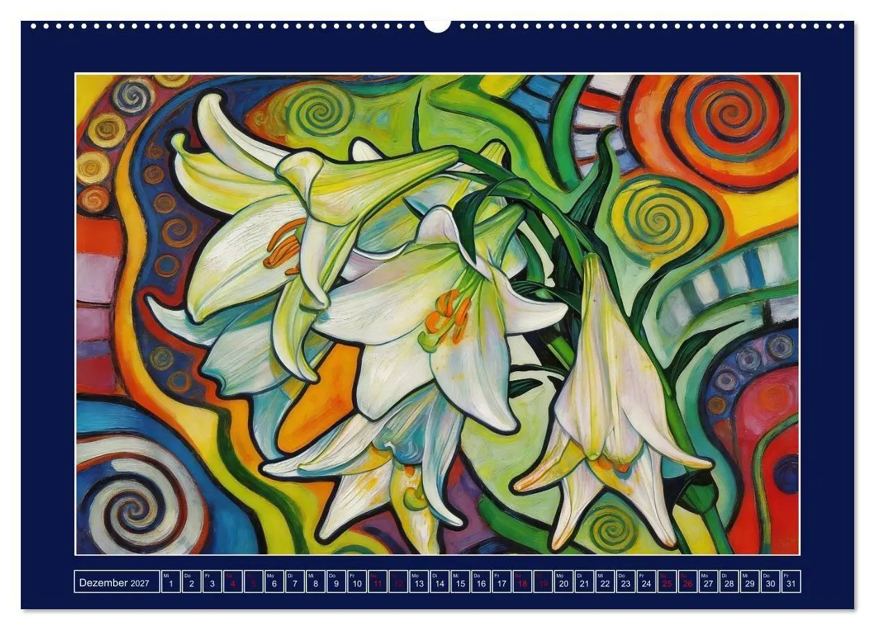 Bild: 9783516785272 | Blüten im verspielten Jugendstil (hochwertiger Premium Wandkalender...