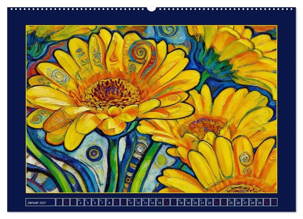 Bild: 9783516785272 | Blüten im verspielten Jugendstil (hochwertiger Premium Wandkalender...