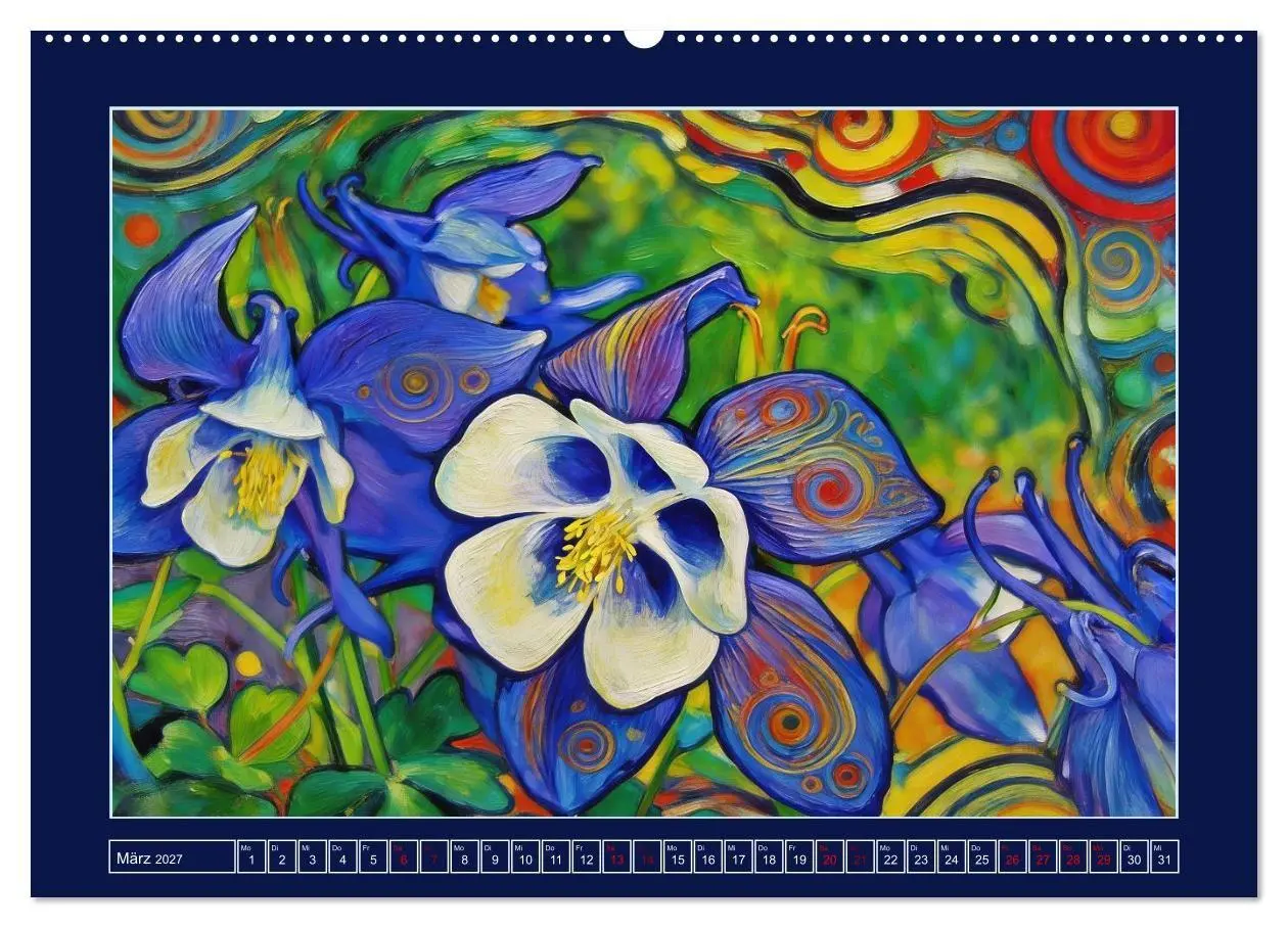 Bild: 9783516785272 | Blüten im verspielten Jugendstil (hochwertiger Premium Wandkalender...