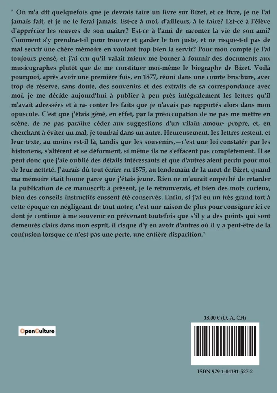 Rückseite: 9791041815272 | Lettres à un ami | 1865-1872 | Georges Bizet | Taschenbuch | 2023