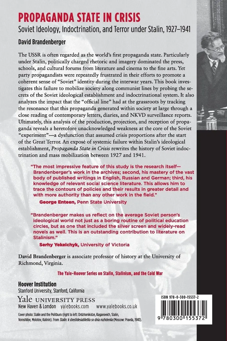 Rückseite: 9780300155372 | Propaganda State in Crisis | David Brandenberger | Taschenbuch | 2012