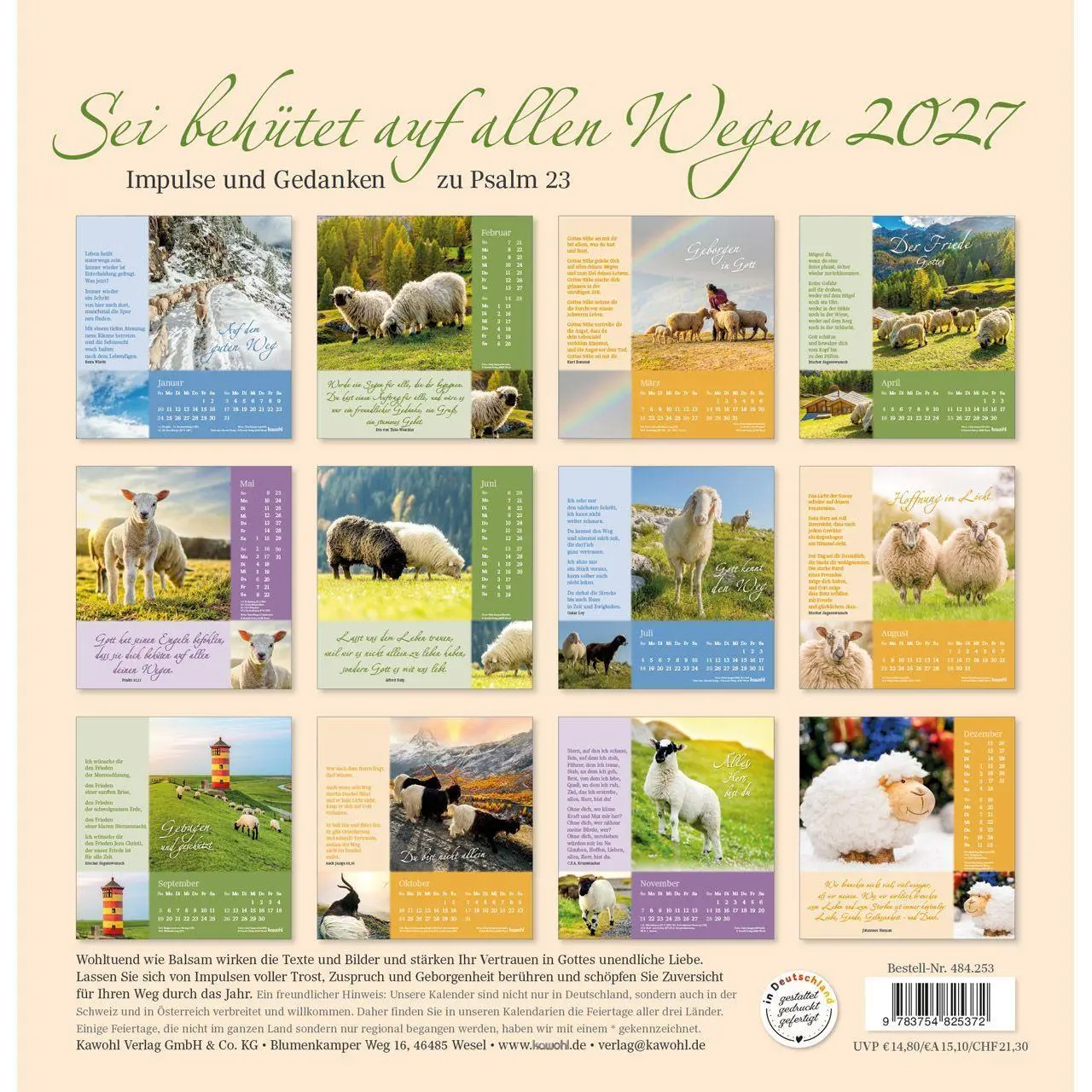 Bild: 9783754825372 | Sei behütet auf allen Wegen 2027 | Impulse und Gedanken aus Psalm 23