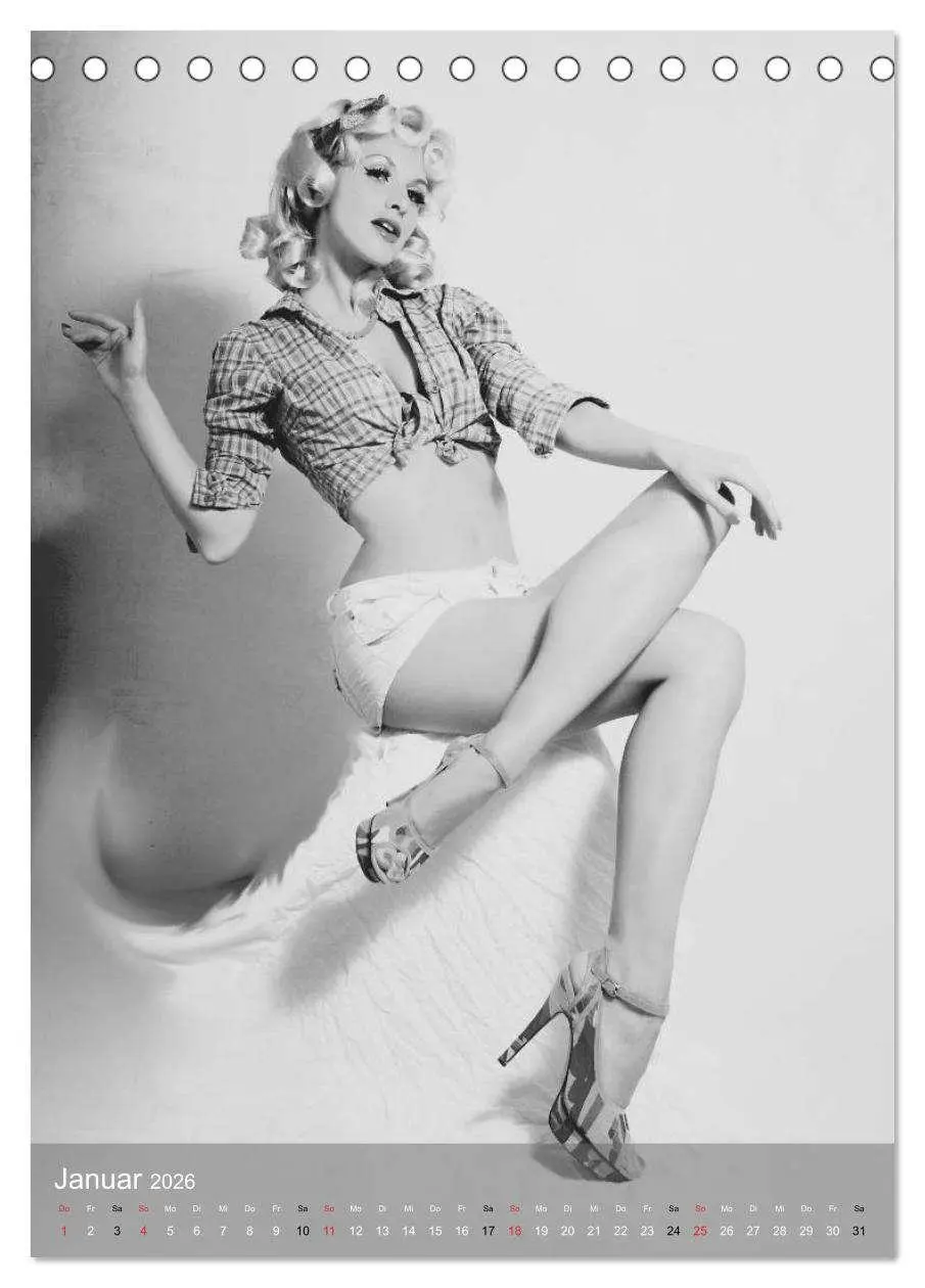 Bild: 9783516455472 | Sexy Pin-up Girls in schwarz-weiß (Tischkalender 2026 DIN A5 hoch),...