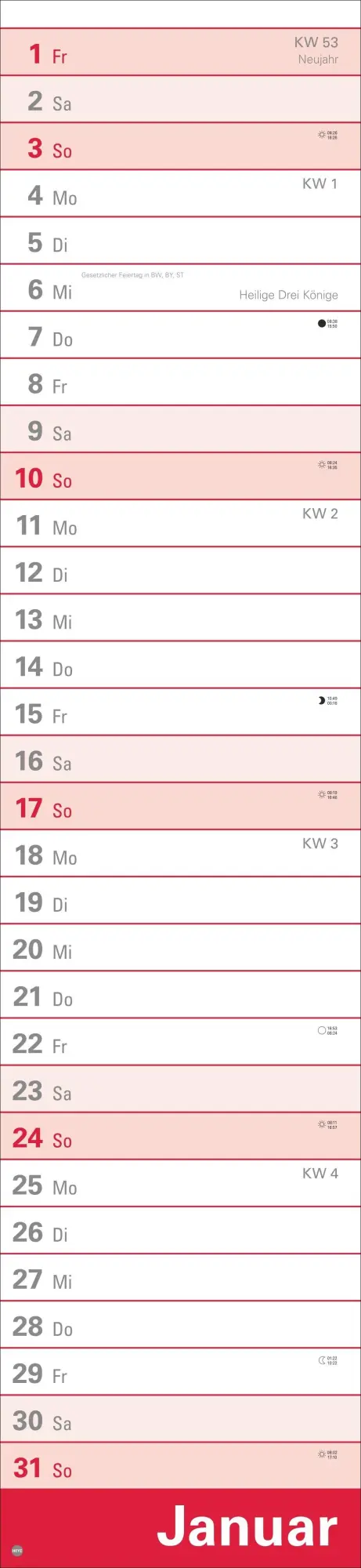 Bild: 9783756415472 | Langplaner XL 2027 | Heye | Kalender | Streifenplaner Kalender Heye