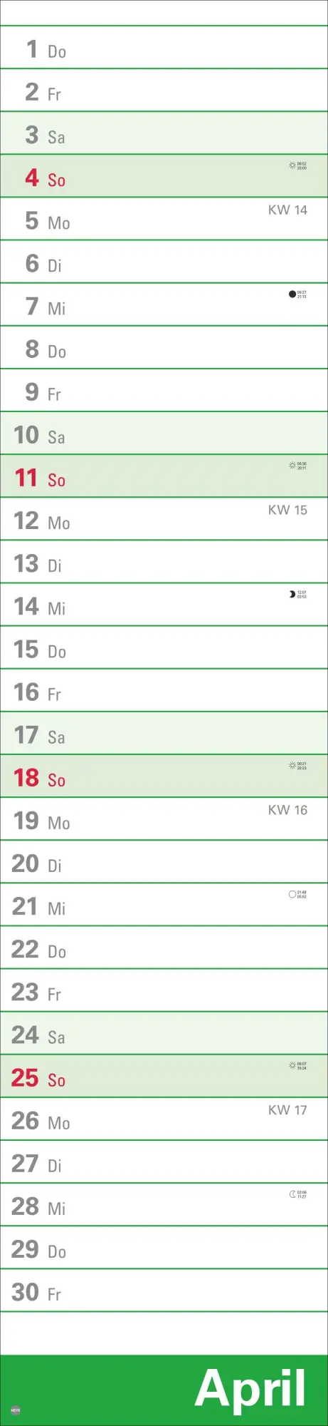 Bild: 9783756415472 | Langplaner XL 2027 | Heye | Kalender | Streifenplaner Kalender Heye