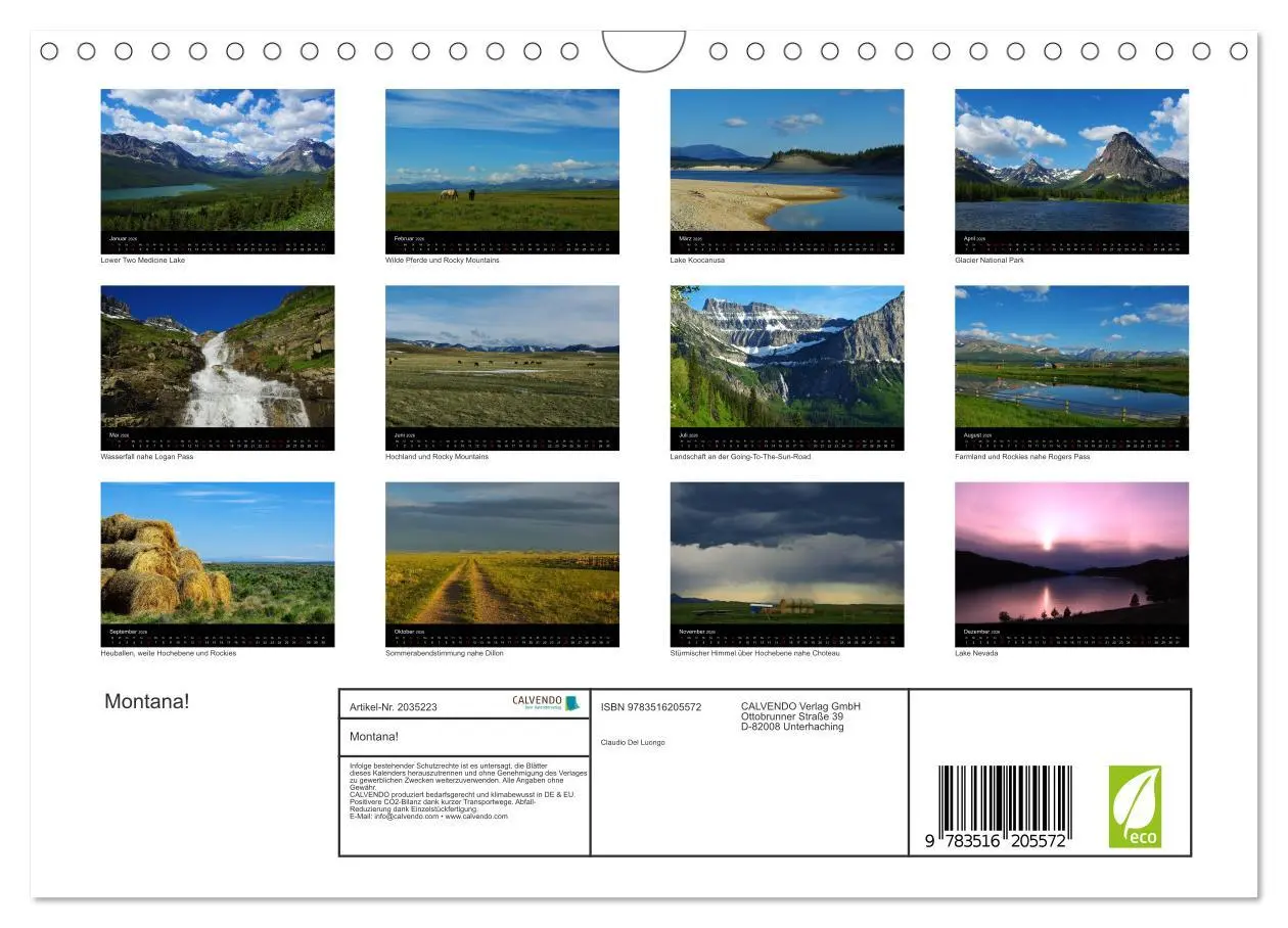 Bild: 9783516205572 | Montana! (Wandkalender 2026 DIN A4 quer), CALVENDO Monatskalender