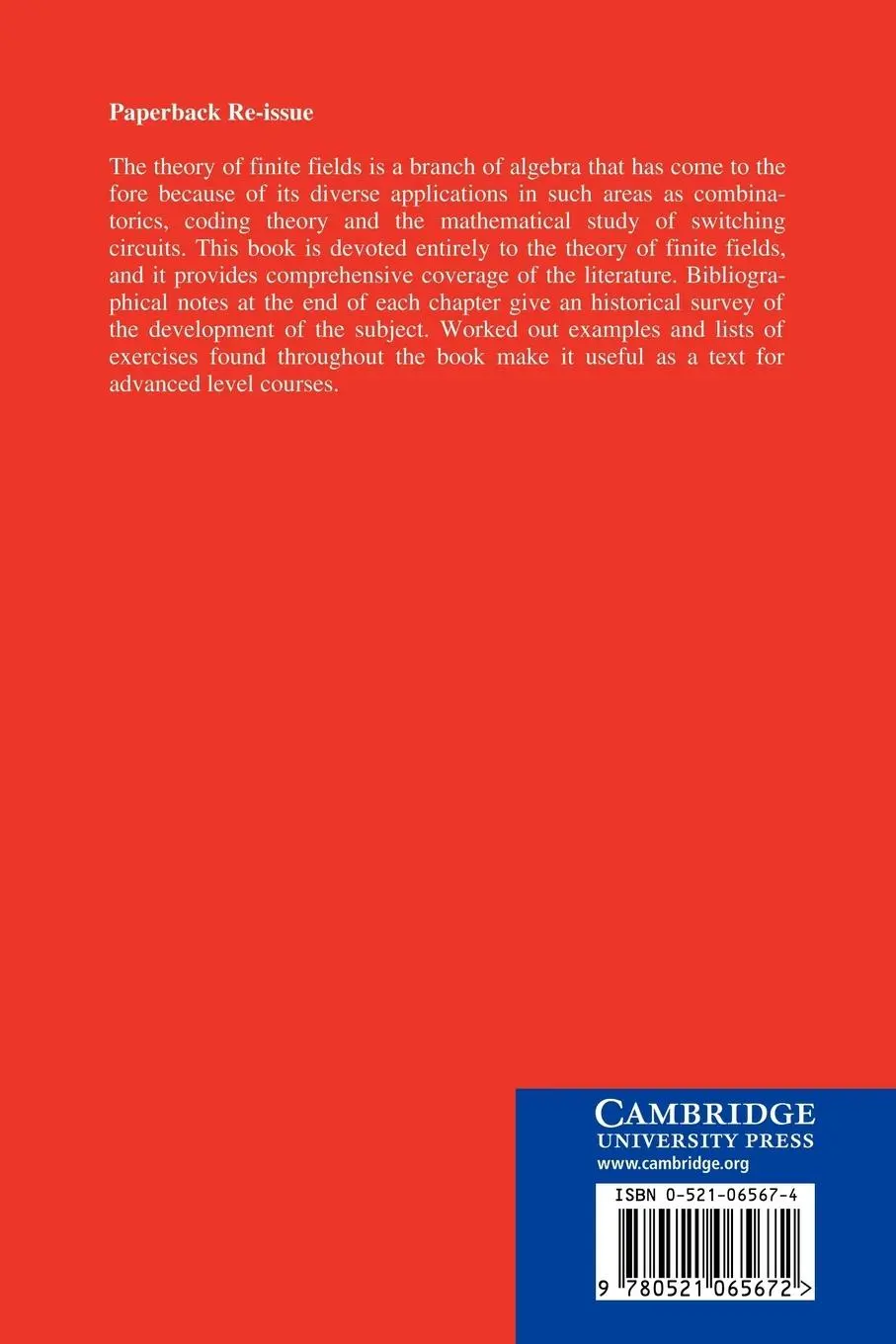 Rückseite: 9780521065672 | Finite Fields | Rudolf Lidl (u. a.) | Taschenbuch | Englisch | 2008