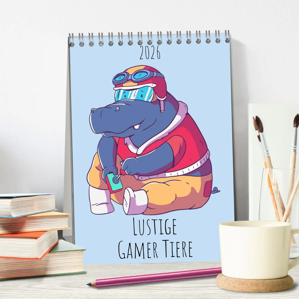 Bild: 9783516295672 | Lustige Gamer Tiere (Tischkalender 2026 DIN A5 hoch), CALVENDO...