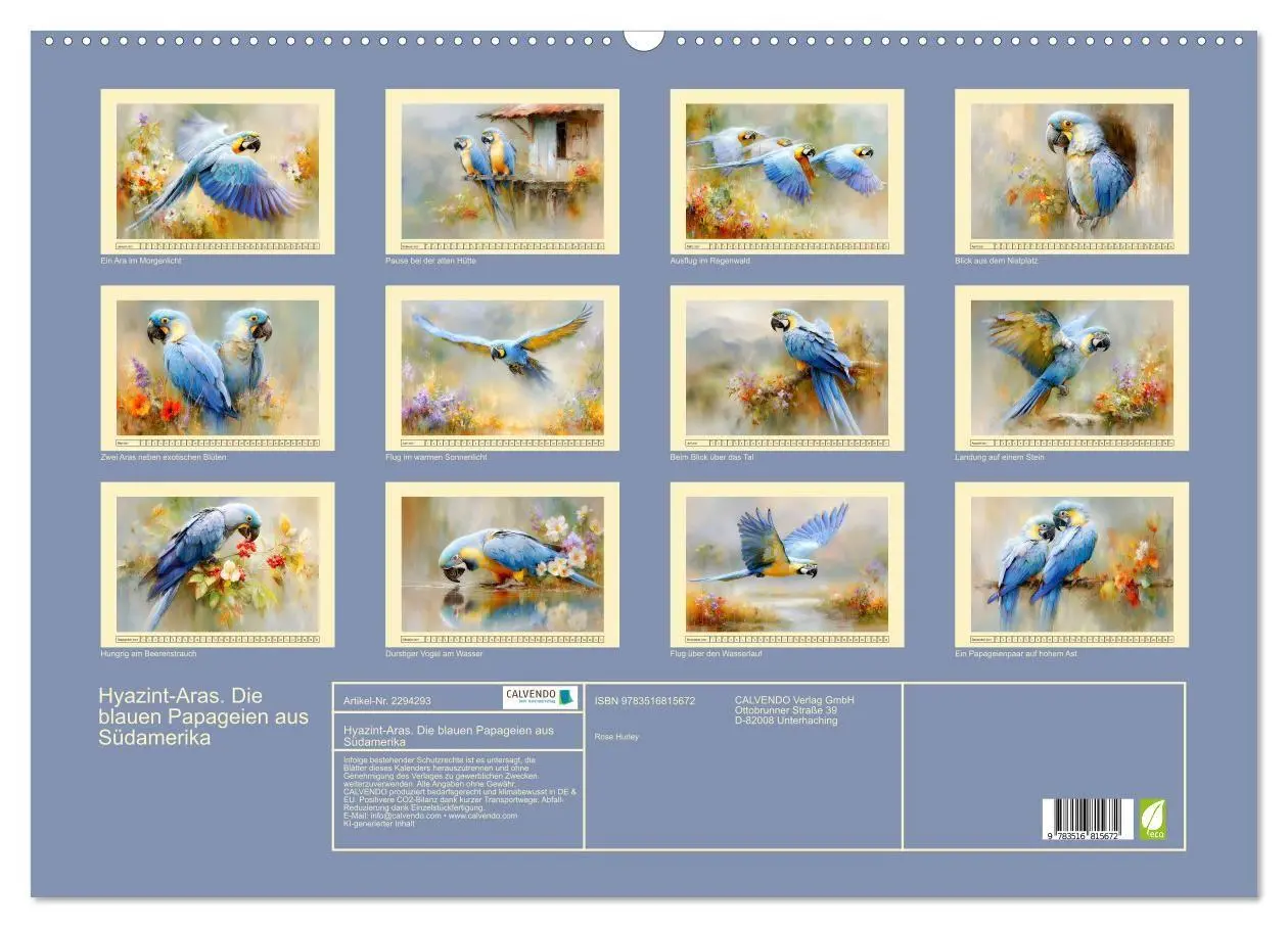 Bild: 9783516815672 | Hyazint-Aras. Die blauen Papageien aus Südamerika (Wandkalender...