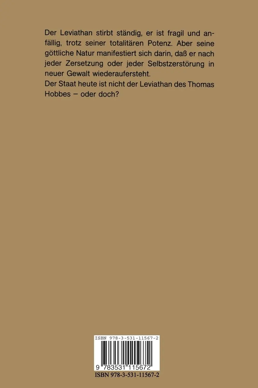 Rückseite: 9783531115672 | Furcht und Freiheit | Klaus-Michael Kodalle | Taschenbuch | 260 S.
