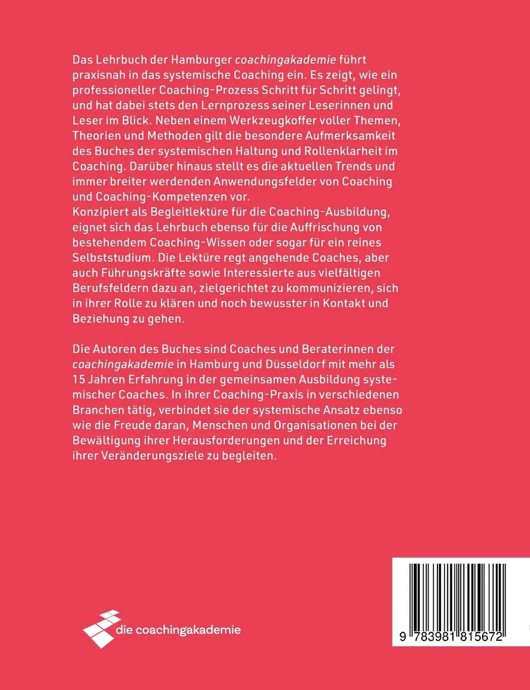 Rückseite: 9783981815672 | Systemisches Coaching | Haltung, Methodik, Rollenklarheit | Buch