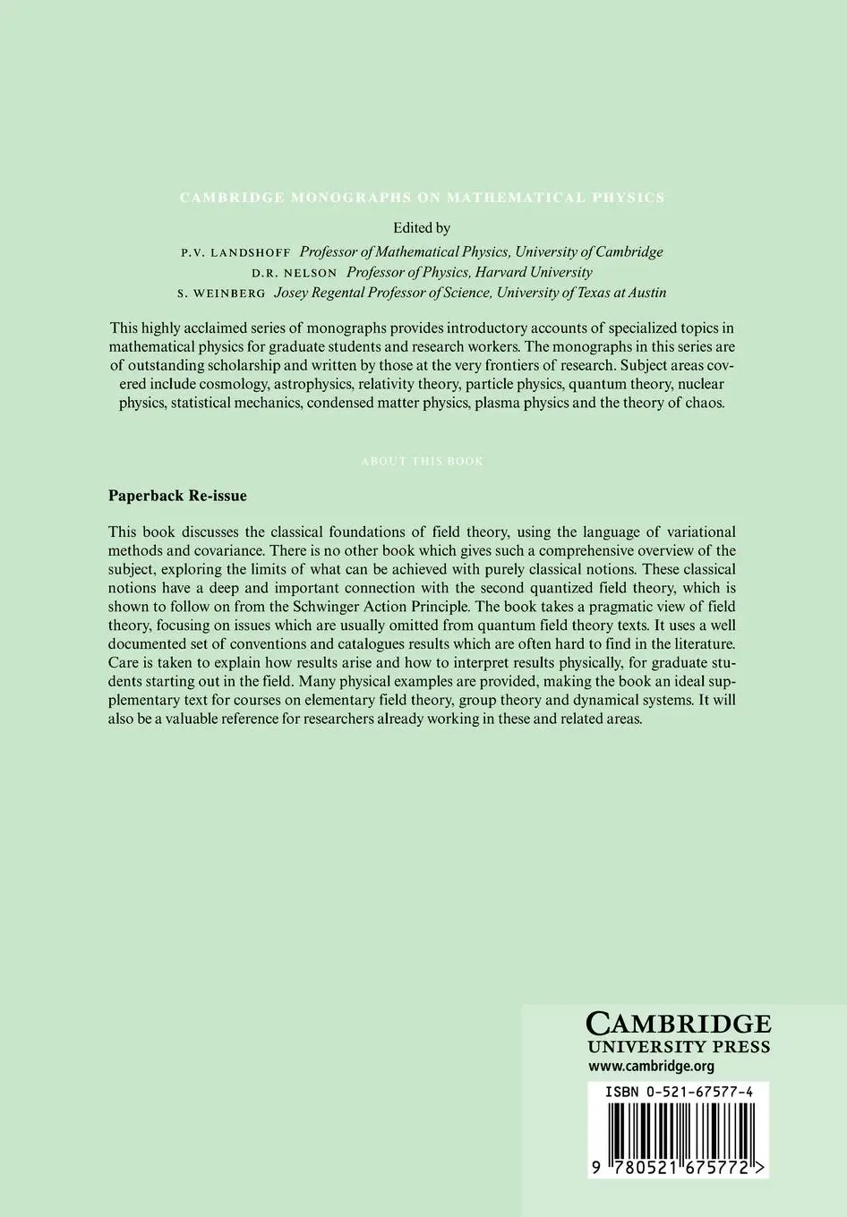 Rückseite: 9780521675772 | Classical Covariant Fields | Mark Burgess | Taschenbuch | Englisch