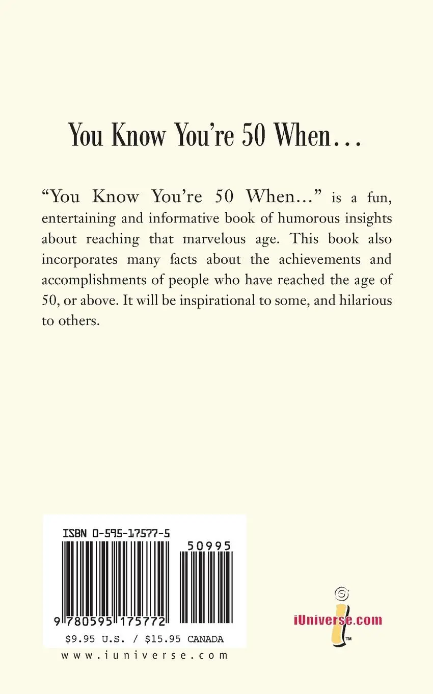 Rückseite: 9780595175772 | You Know You're 50 When... | Fred Jr. Fox (u. a.) | Taschenbuch | 2001