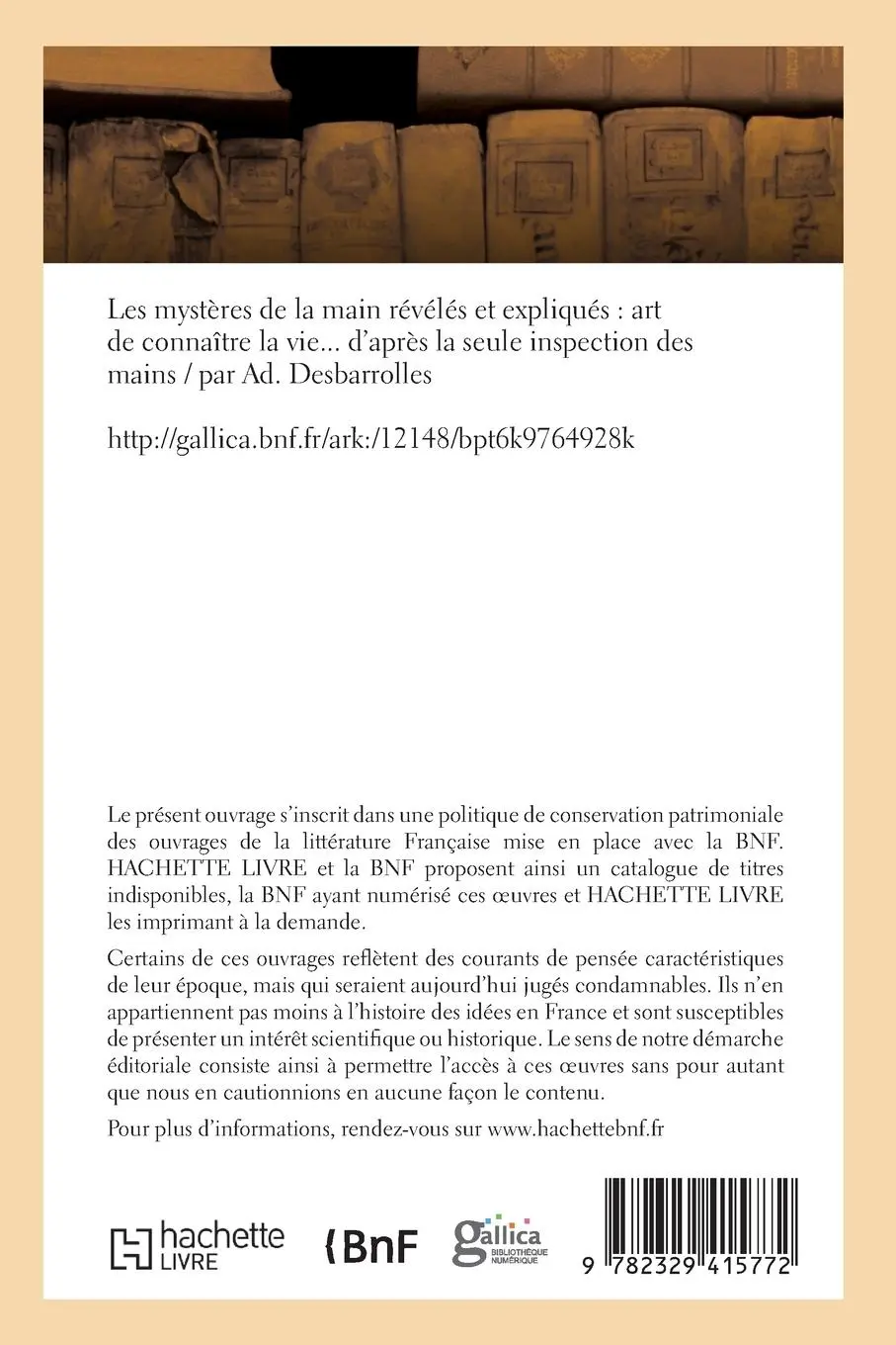 Rückseite: 9782329415772 | Les Mystères de la Main Révélés Et Expliqués, Art de Connaître La Vie