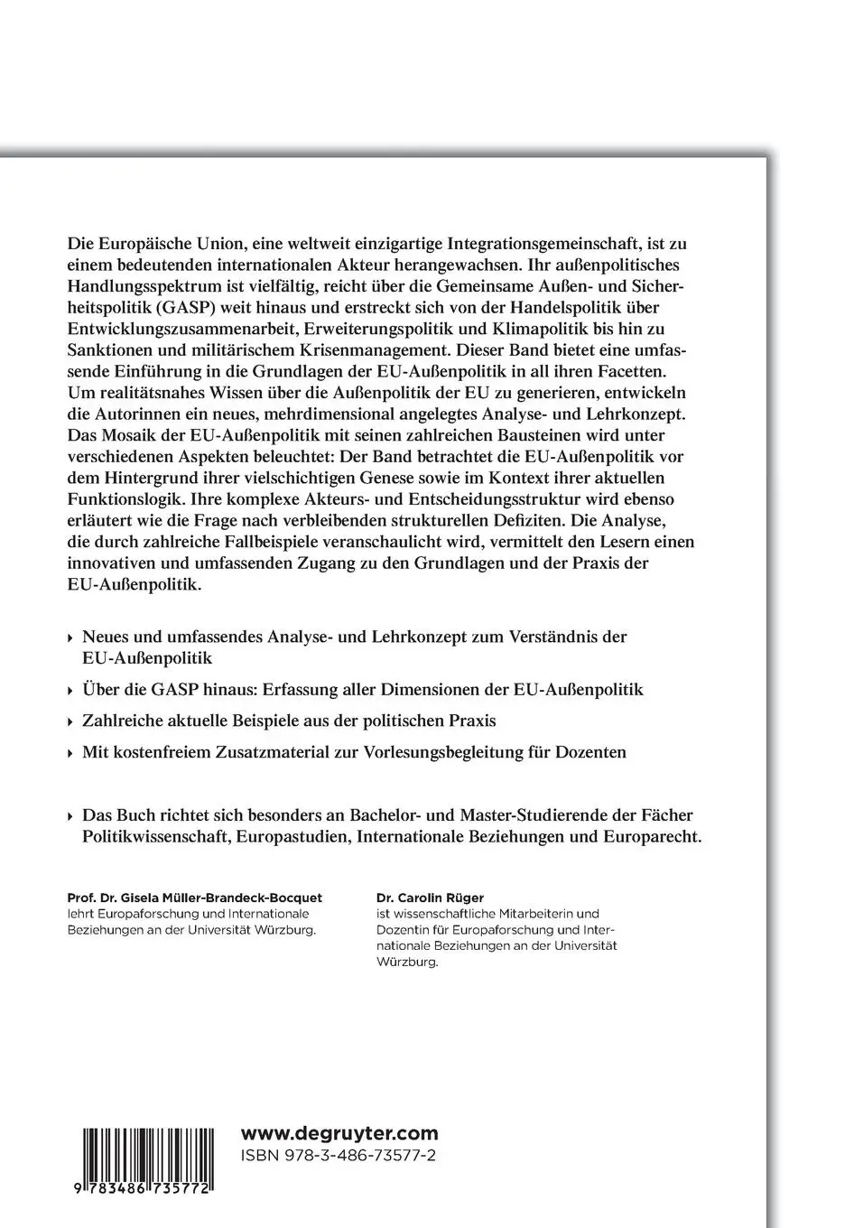 Rückseite: 9783486735772 | Die Außenpolitik der EU | Carolin Rüger (u. a.) | Taschenbuch | XIV