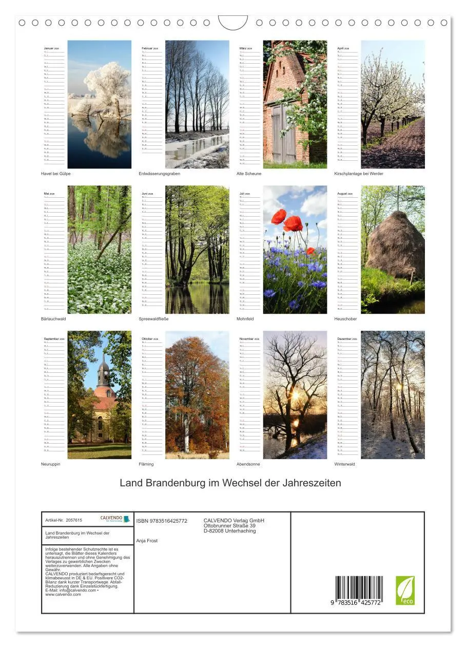 Bild: 9783516425772 | Land Brandenburg im Wechsel der Jahreszeiten (Wandkalender 2026 DIN...