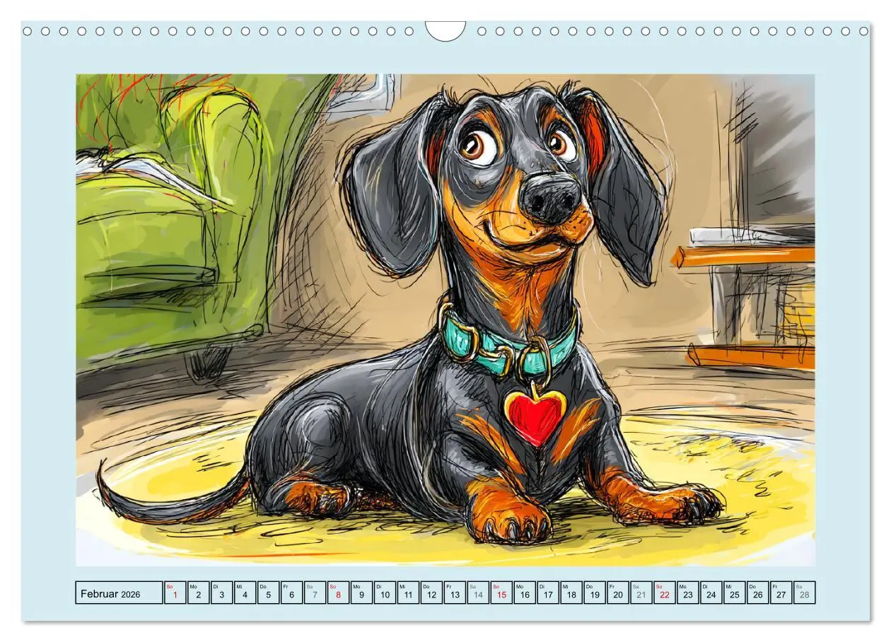 Bild: 9783516595772 | Dackel Fun. Zauberhafte Hunde Cartoons fürs Herz (Wandkalender 2026...