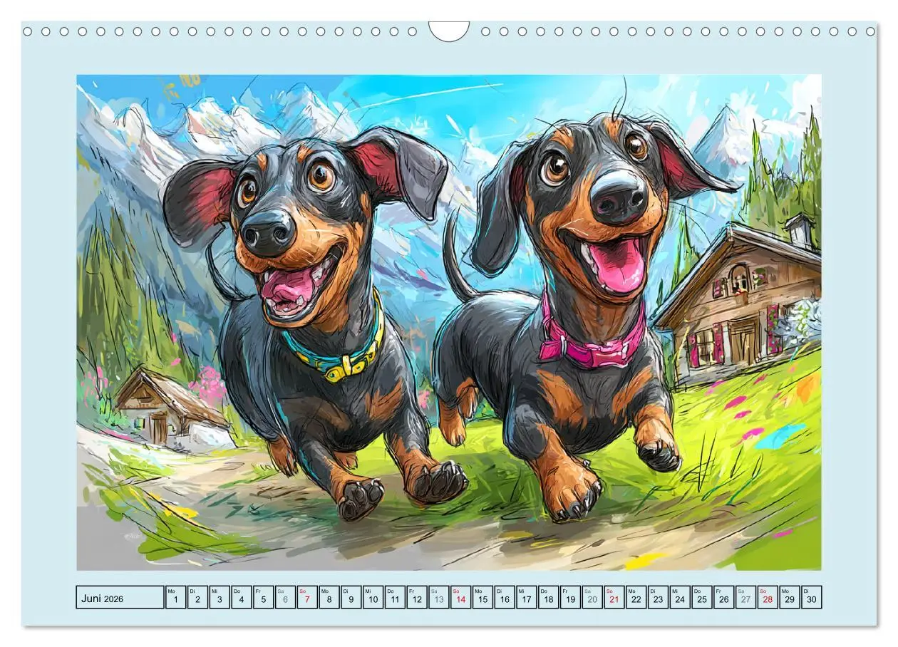 Bild: 9783516595772 | Dackel Fun. Zauberhafte Hunde Cartoons fürs Herz (Wandkalender 2026...