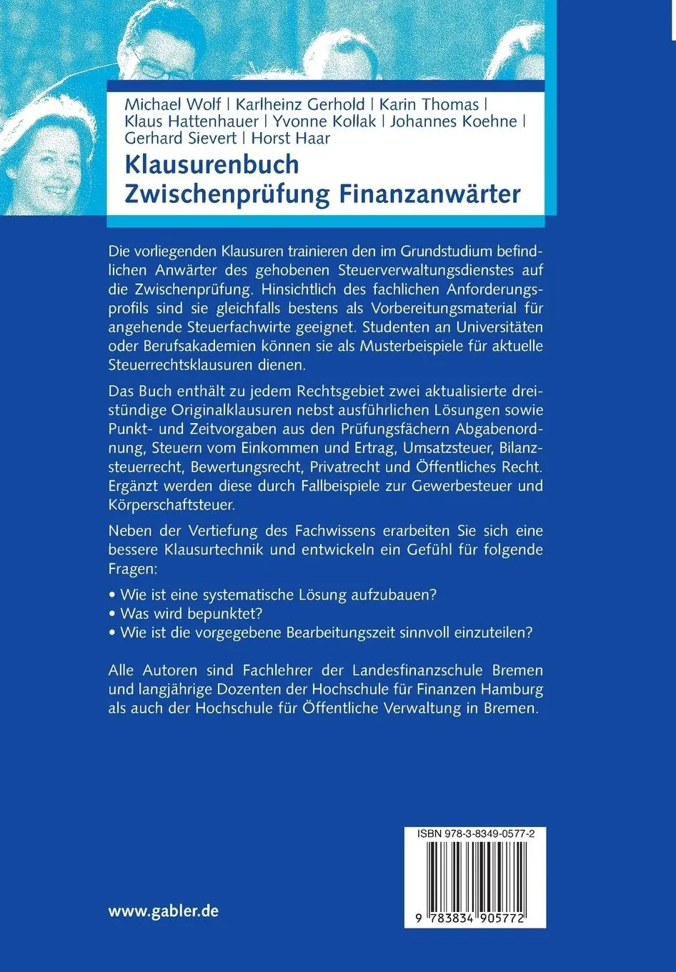 Rückseite: 9783834905772 | Klausurenbuch Zwischenprüfung Finanzanwärter | Michael Wolf (u. a.)