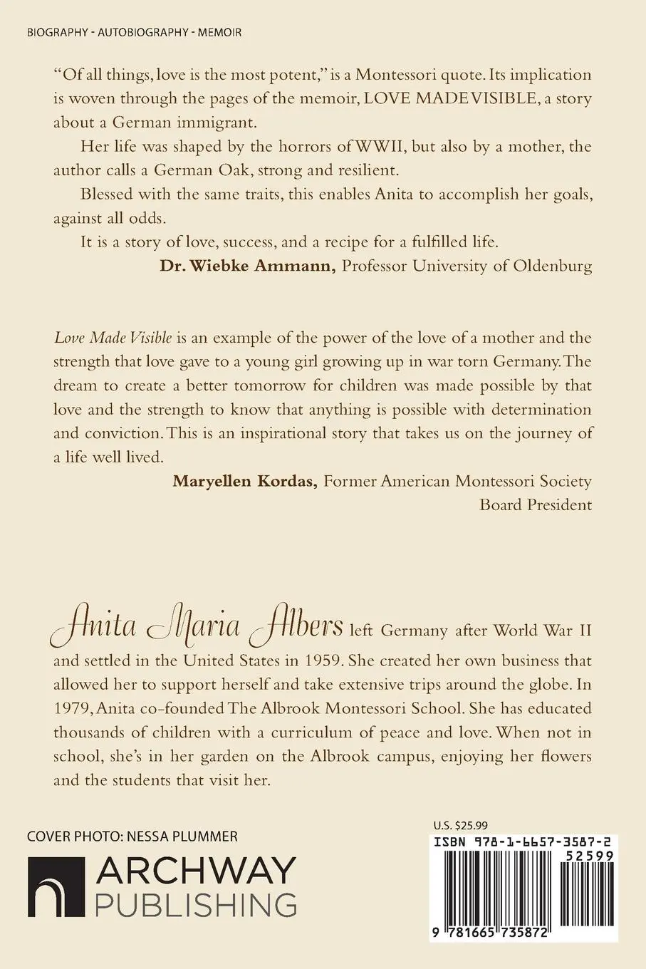 Rückseite: 9781665735872 | Love Made Visible | One Immigrant's Journey | Anita Maria Albers