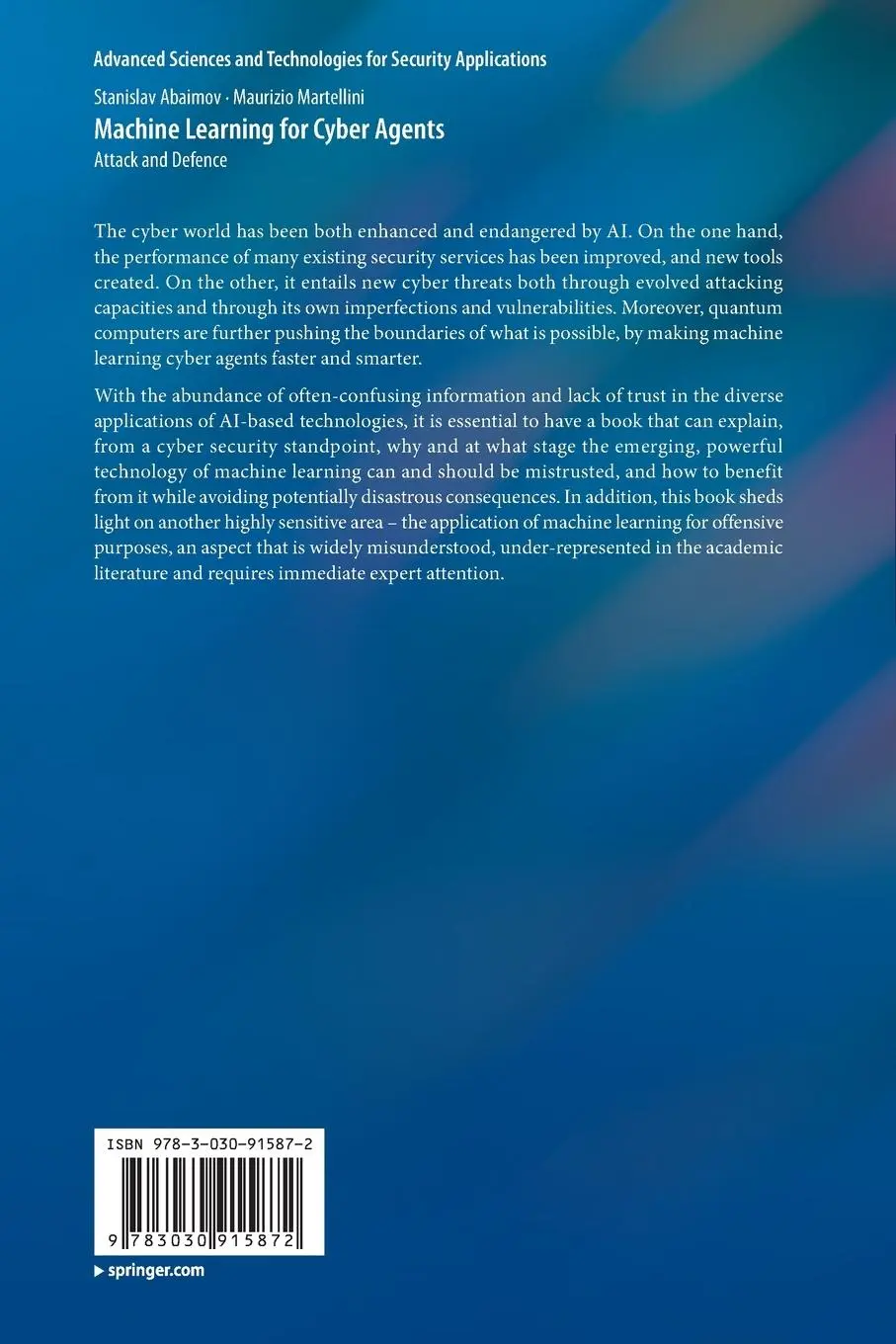 Rückseite: 9783030915872 | Machine Learning for Cyber Agents | Attack and Defence | Taschenbuch