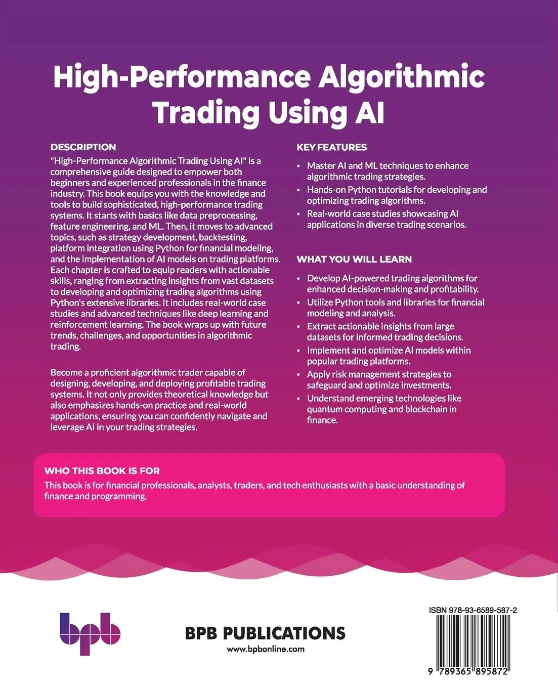 Rückseite: 9789365895872 | High-Performance Algorithmic Trading Using AI | Baranasooriya | Buch