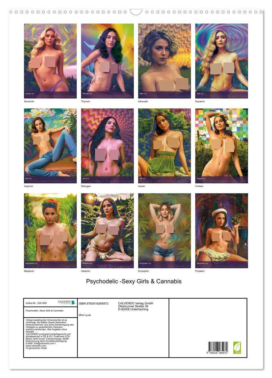 Bild: 9783516265972 | Psychodelic -Sexy Girls &amp; Cannabis (Wandkalender 2026 DIN A2 hoch),...