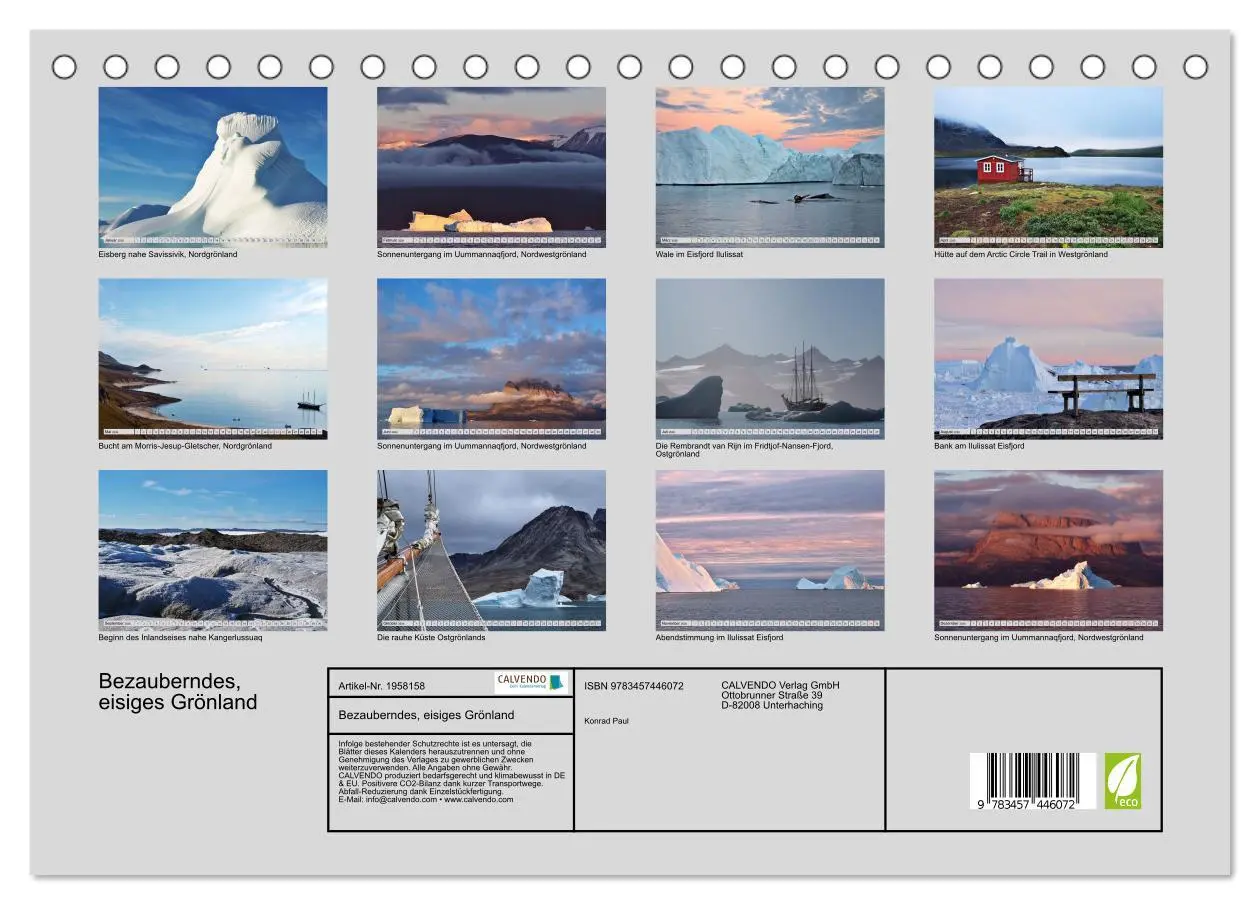 Bild: 9783457446072 | Bezauberndes, eisiges Grönland (Tischkalender 2026 DIN A5 quer),...