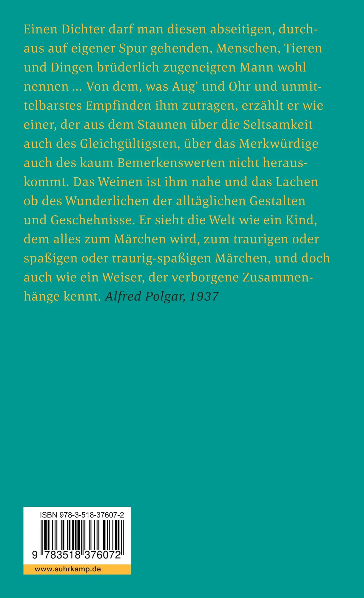Rückseite: 9783518376072 | Sämtliche Werke in Einzelausgaben | Siebter Band: Seeland | Walser
