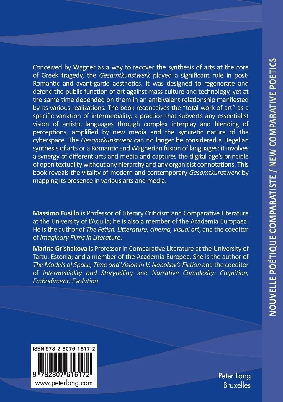 Rückseite: 9782807616172 | The Gesamtkunstwerk as a Synergy of the Arts | Grishakova (u. a.)