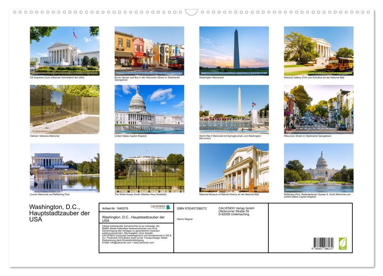 Bild: 9783457286272 | Washington, D.C., Hauptstadtzauber der USA (Wandkalender 2026 DIN...