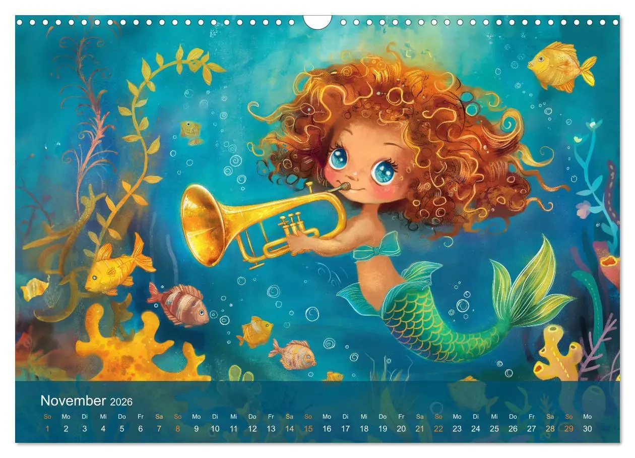 Bild: 9783457426272 | Kleine Meerjungfrauen (Wandkalender 2026 DIN A3 quer), CALVENDO...