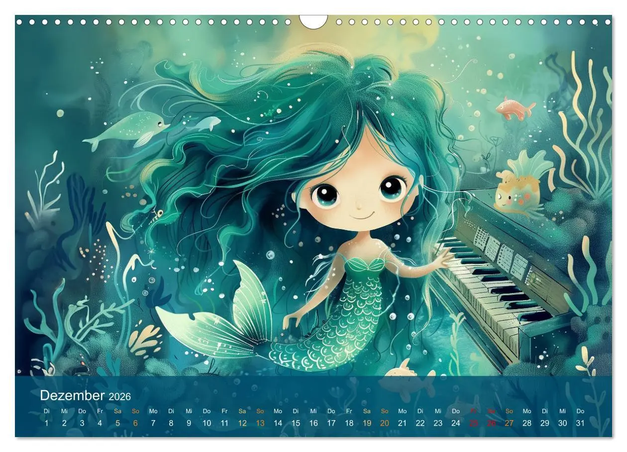 Bild: 9783457426272 | Kleine Meerjungfrauen (Wandkalender 2026 DIN A3 quer), CALVENDO...