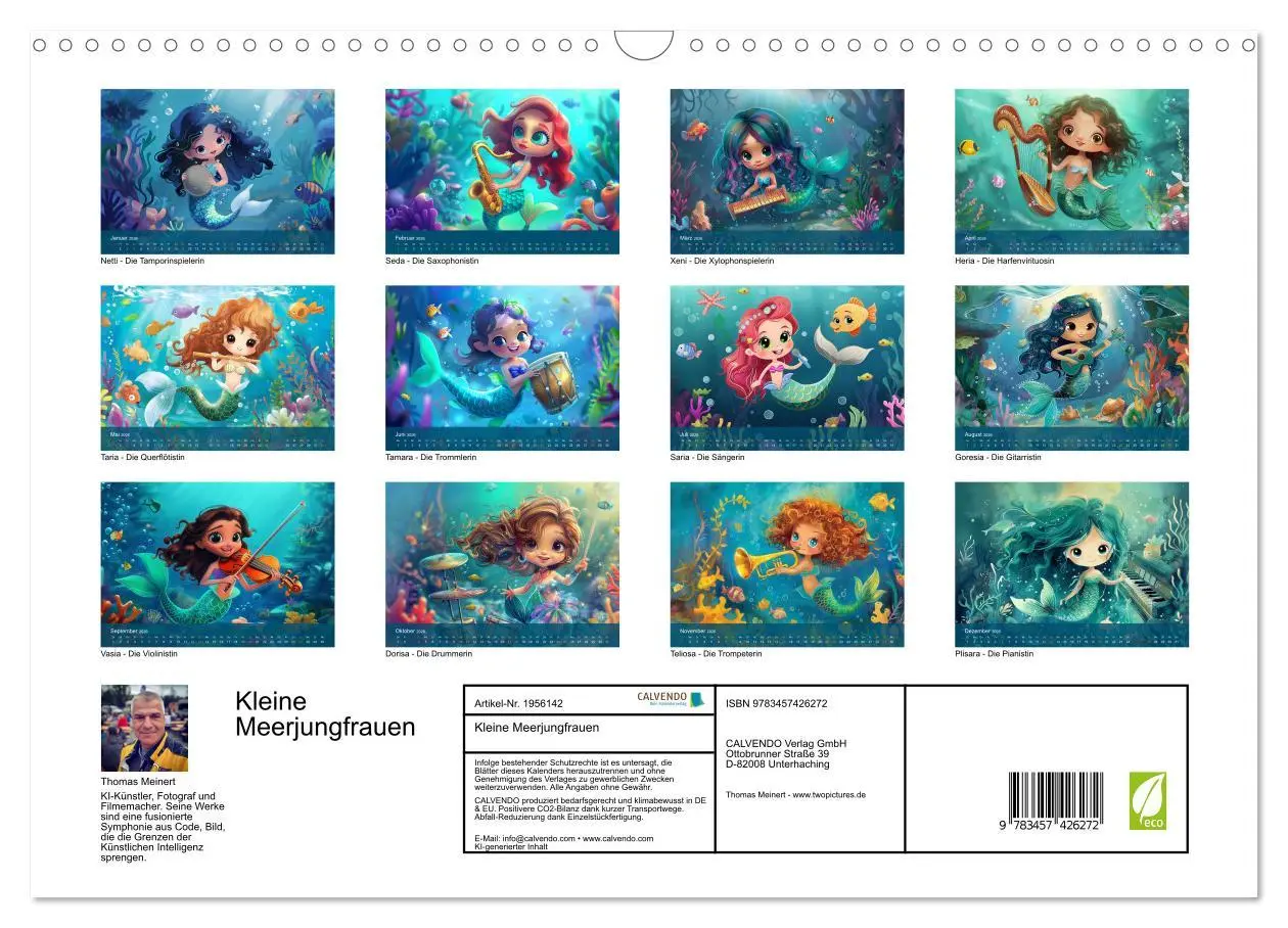 Bild: 9783457426272 | Kleine Meerjungfrauen (Wandkalender 2026 DIN A3 quer), CALVENDO...