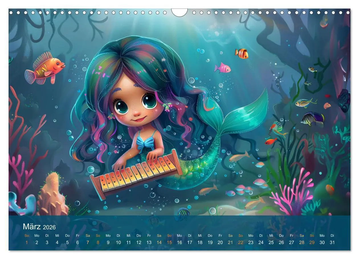 Bild: 9783457426272 | Kleine Meerjungfrauen (Wandkalender 2026 DIN A3 quer), CALVENDO...