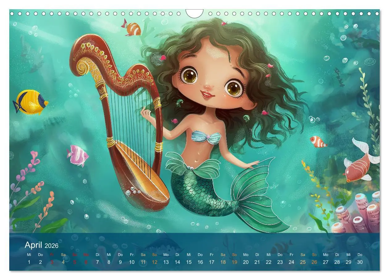 Bild: 9783457426272 | Kleine Meerjungfrauen (Wandkalender 2026 DIN A3 quer), CALVENDO...