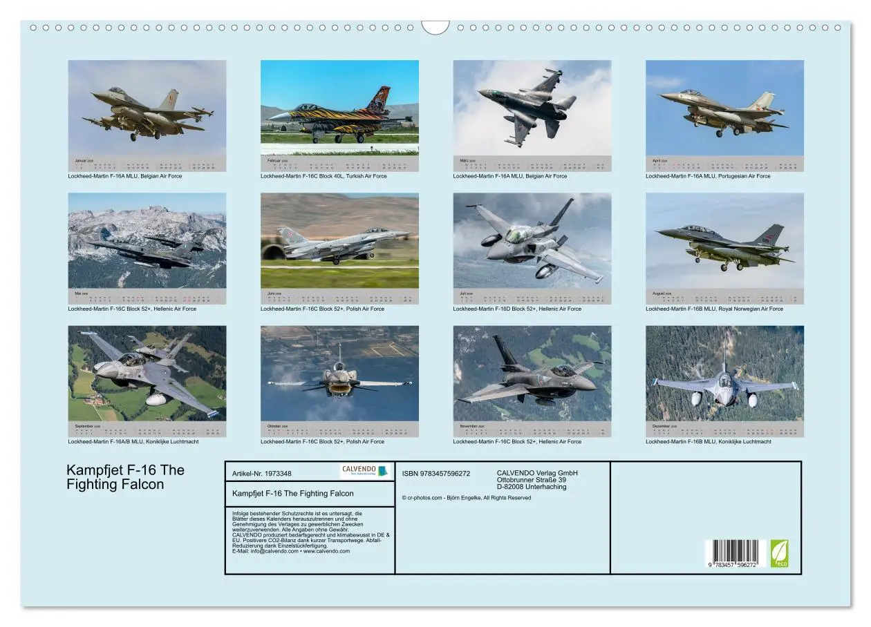 Bild: 9783457596272 | Kampfjet F-16 The Fighting Falcon (Wandkalender 2026 DIN A2 quer),...